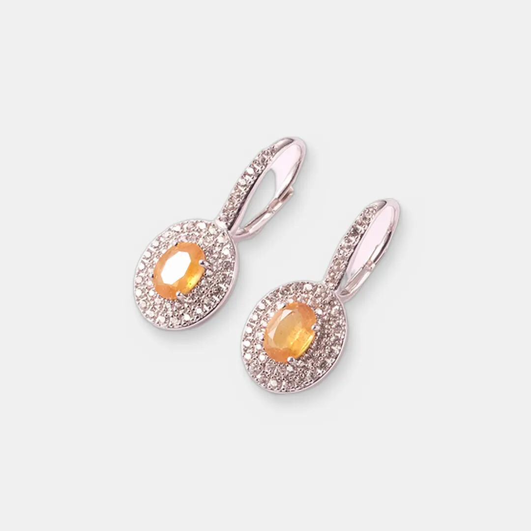 Серебряные серьги с желтыми сапфирами
